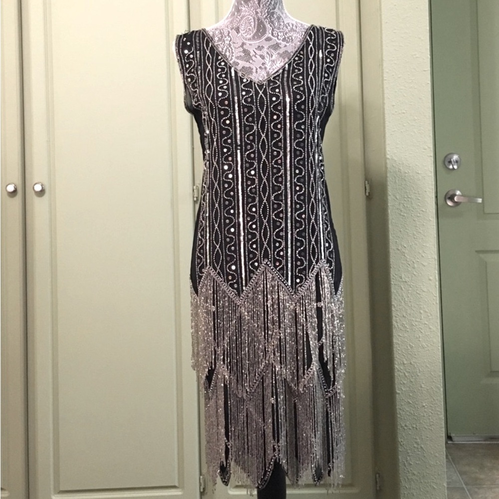 Unique vintage beaded flapper dress